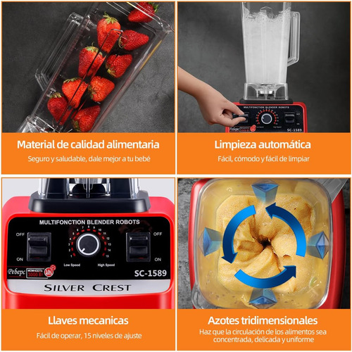 Licuadora Professional, Multiprocesador Alimentos Con Doble