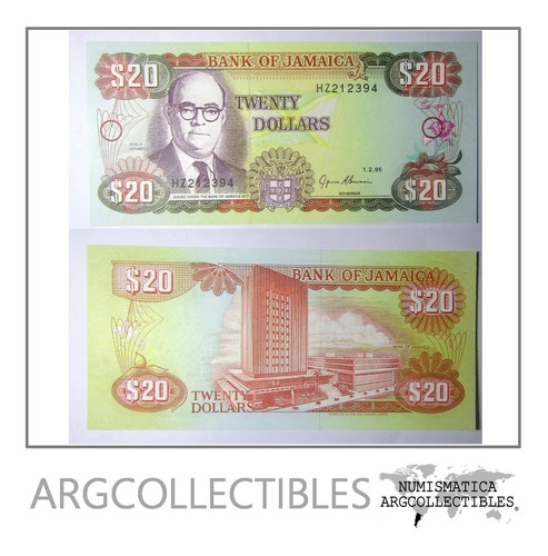 Jamaica Billete 20 Dolares 1995 Pick 72 E Unc Sin Circular