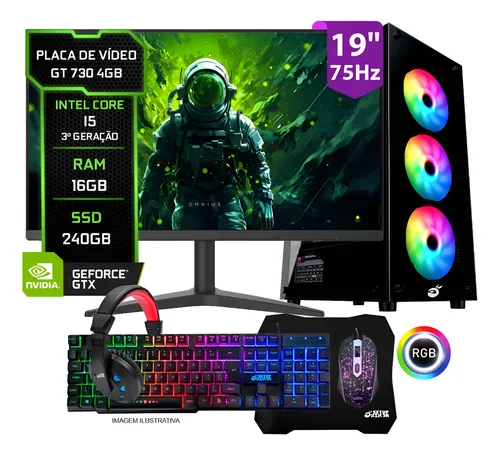 PC Gamer Completo Setup Ninja Shadow II, Intel Core i5, 16GB RAM,...