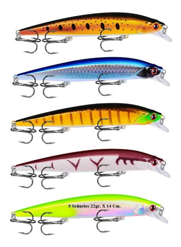 5 Señuelos Floating 22 Gr Lenguado Corvina Pesca Spinning