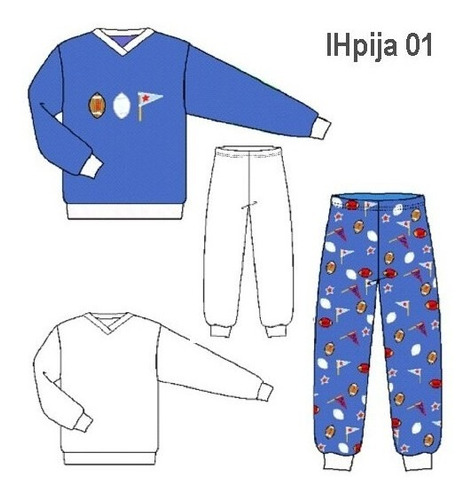 ( Moldes De Ropa)  Pijama 2 Piezas Niño 0901