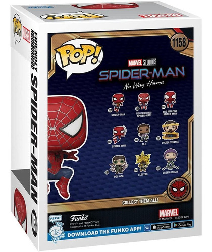 Imagen 3 de 3 de Figura De Accion Spider-man 1158 Friendly Neigborhood Spider-man No Way Home Marvel Funko Pop