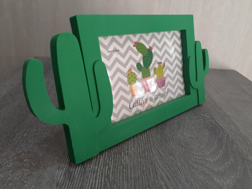 Imagen 5 de 8 de Porta Retrato Soporte De Foto Cactus Infantil Plástico 10x15