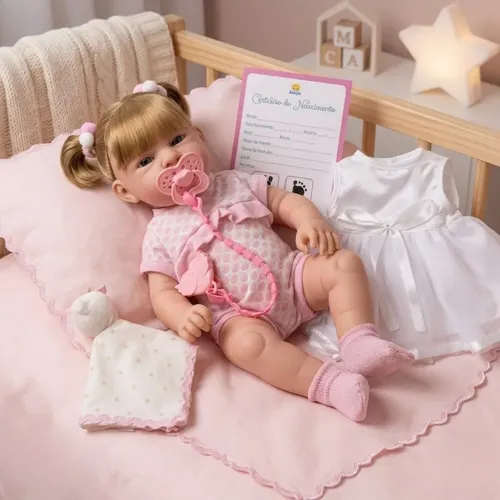 Boneca Reborn Maya Day Luna Vestido Luxo E Body Acessórios