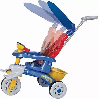 Triciclo Motoca Infantil Passeio com Empurrador Pedal Luz Som