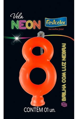 Vela Laranja Neon - 01 Unidade - Festcolor