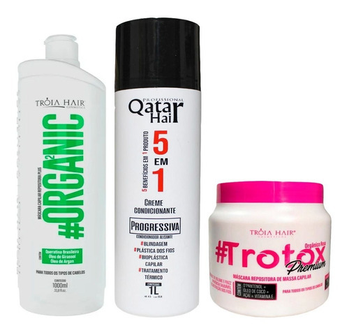 Tróia Hair Escova Organica Mais Qatar 5 Em 1 + Repositor Mas