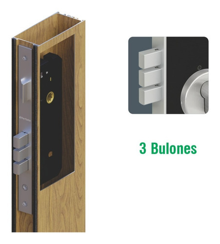 Chapa Doble Manija Recta Perfiletto Llave-llave Acero Inox Acero Inoxidable