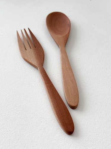 Set Cuchara Y Tenedor De Madera - Imp Indonesia Marrón