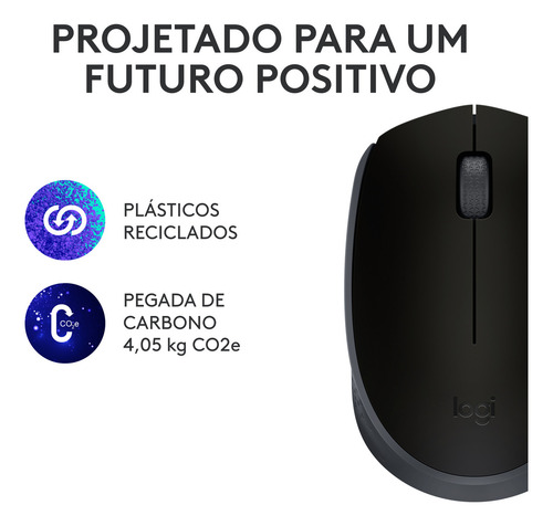 Mouse Sem Fio Logitech M170 Com Pilha Inclusa - Preto
