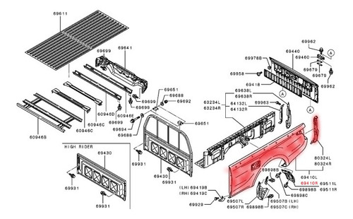 Panel Exterior De Caja De Carga Derecho De L200 Triton