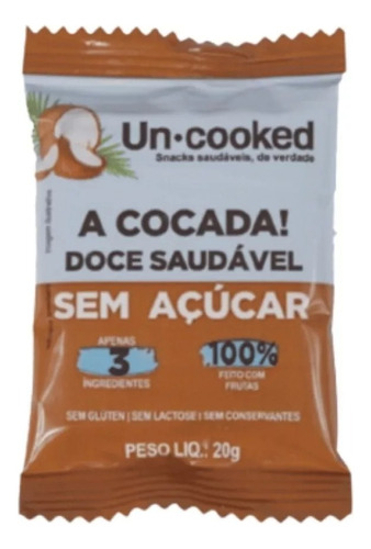 Cocada Saudável Zero Açúcar - Uncooked - 20 G