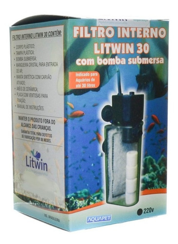 Filtro Interno Litwin Mini 1 Para Aquários De 30lts 220v
