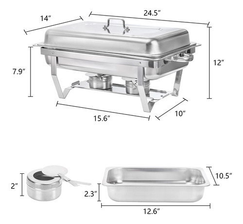 Juego De Bufé De Platos De Acero Inoxidable 30 Litros Con Sa