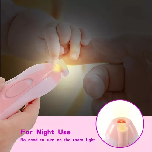 Cortaúñas eléctrico para bebé, lima de uñas Lupantte segura para bebé,  cortaúñas de bebé con luz y 6 almohadillas de pulido para recién nacidos o