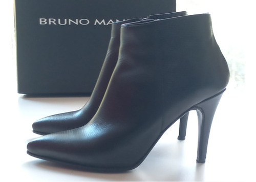 Botas Cortas Cuero Negro, Stiletto  Bruno Manetti Perfectas!