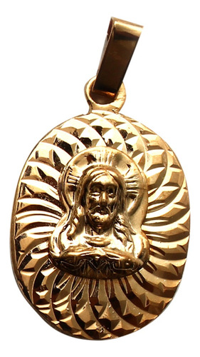 Uzzy | Medalla Jesucristo Diamantada 10 Mm Chapa De Oro 22k