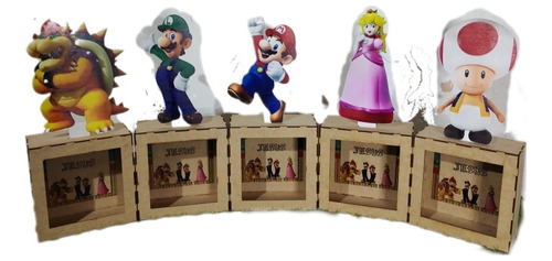 Alcancia Super Mario Bros 15 Pzs Madera Mdf Corte Laser