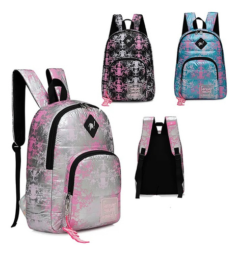 Mochila Muaa Portanotebook Urbana Cod 17609 Color Plateado Diseño De La Tela Lisa