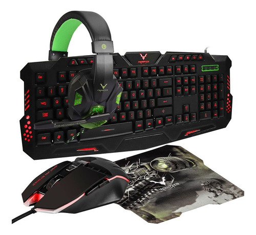 Kit Gamer Wesdar 4 En 1 Mouse Teclado Pad Auriculares Pc Rgb Color del mouse Negro Color del teclado Negro