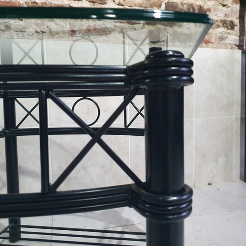 Imagen 5 de 6 de Mesa Ratona De Hierro Cristal 10mm 75x58x45cm Forjado Romano