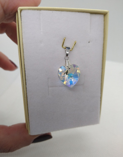 Imagem 3 de 3 de Pingente Cristal Swarovski Aurora Boreal 1,4 Cm Em Ródio