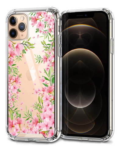 Compatible Con iPhone 12 Pro Funda Delgada De Cristal Rosa A