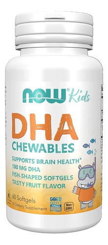 Dha Kids 60masticables 100mg, Now