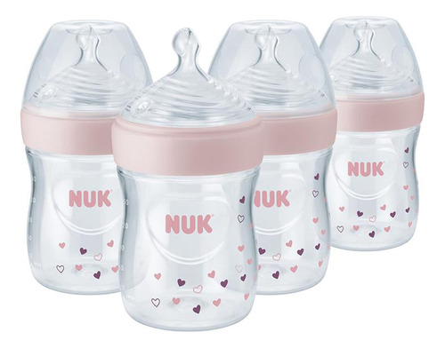 Biberón Natural Nuk Con Safetemp 150 Ml Paquete De 4 Corazon