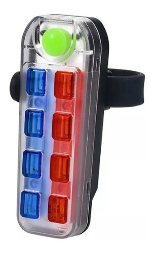 Luz Trasera Led Bicolor Rojo Azul Bicicleta Recargable Irm