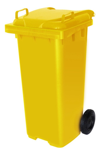 Lixeira Grande Conteiner Plastico 120 Litros Cor Amarelo