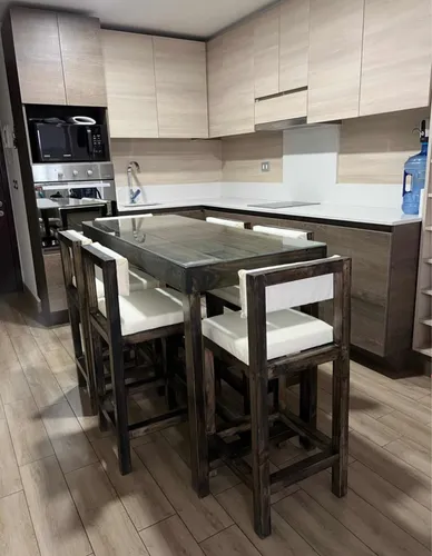 Isla De Cocina Con Taburetes Mesa Alta Taburetes Alto 6 Pers