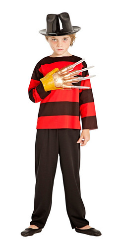 Disfraz Freddy Krueger Niño Fiesta Halloween Sombrero Garra