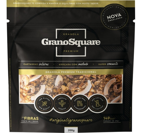 Kit 2 Un Granola Premium Tradicional 200g Grano Square Vegan