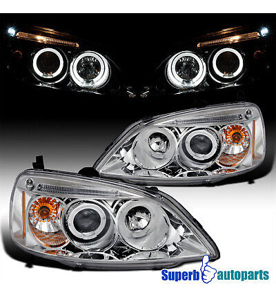 Fits 2001-2003 Honda Civic Projector Headlights Head Lam Aai