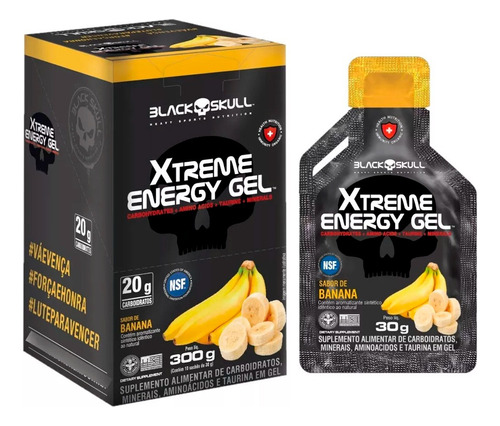 Xtreme Energy Gel Display C/ 10 Unid 30g - Black Skull Sabor Banana