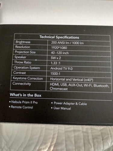 Proyector Smart Nebula Prizm Ii Pro ¡nuevos!