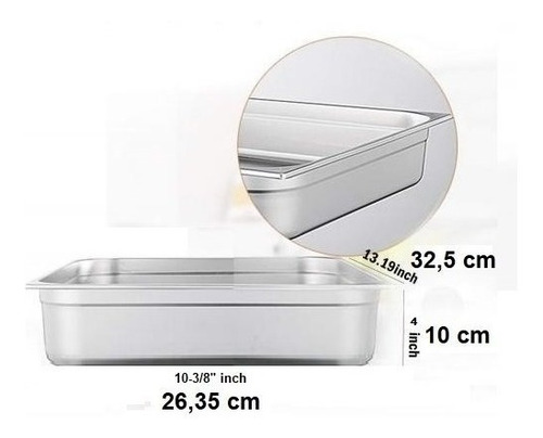Azafate Medio Perforado 1/2 Acero Inoxidable26,35x32.5x10cm