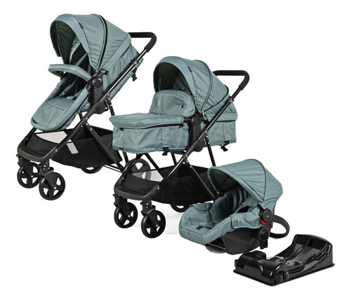 Carriola D Bebe Travel System Prince Con Autoasiento Color Negro Chasis Verde