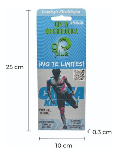 Cinta Kinesiológica Azul Go Plus 1m Pre-cortada