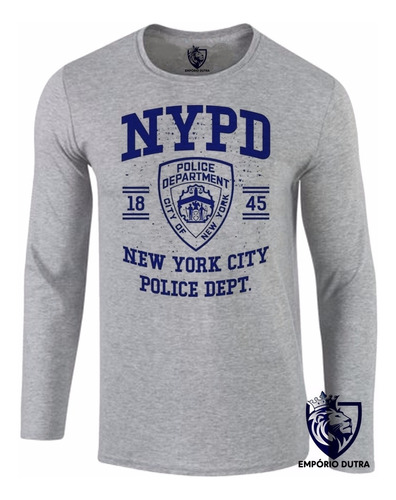 2 Camiseta Longa Frio Nydp Policia Ny New York Eua Cia Fbi