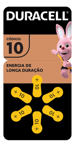 Pilha Auditiva Duracell Nº 10 Com 6 Unidades