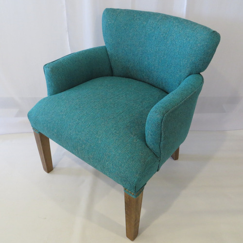 Imagen 3 de 10 de Sillon Matero Poltrona Apoyabrazos Chenille Turquesa Premium