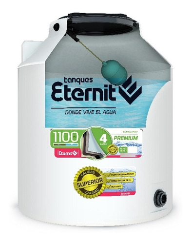 Imagen 2 de 10 de Tanque De Agua Eternit 4 Capas Proteccion 1100 Lts Premium