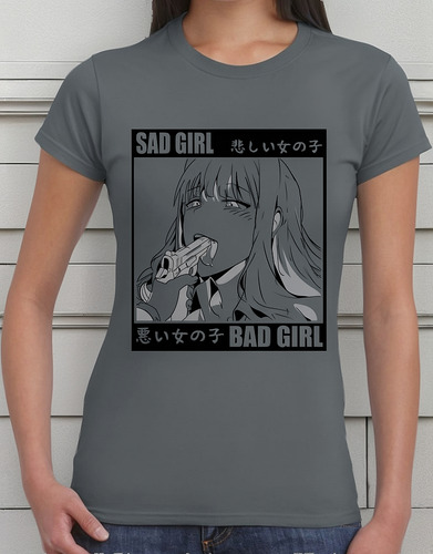 Playera Para Mujer Hentai Sad Girl Bad Girl Algodón #0001625