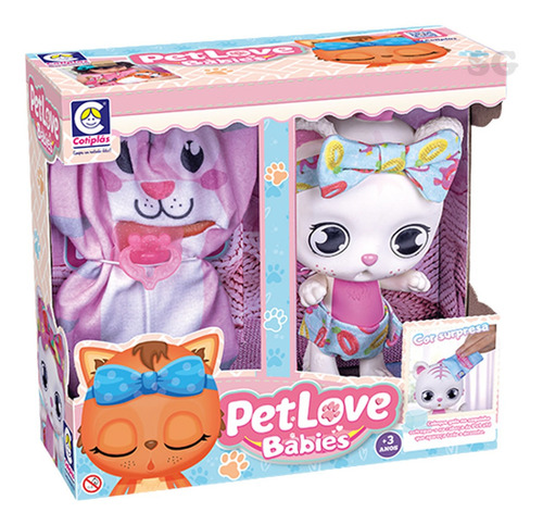 Boneca Pet Love Babie Tigre Cor Surpresa Saco Dormir Chupeta