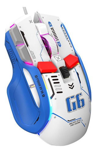 Mouse Gamer, 6 Niveles De Dpi, 10 Botones Programables Color Blanco