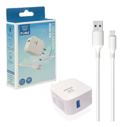 Cargador 2 Usb Celular Time V8 Micro Usb 2.1 A Con Cable