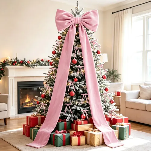 Moño Gigante De Terciopelo Para Árbol De Navidad Decoracion Rosa | Lazo ...