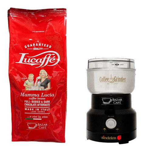 Café Lucaffe Grano Mamma Lucia 1k + Molinillo Envio Gratis